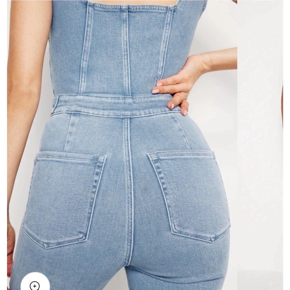 NWT Good American Sleeveless Fit For Success Jumpsuit Denim Size 3 (M) *FLAW - Picture 3 of 16